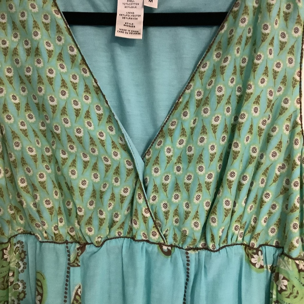 Studio M Aqua and Lime Patterned Mini Dress - Picture 3 of 6